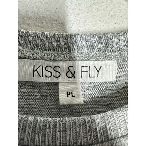 Kiss & Fly Bohemian Rhinestone Trim Women’s Sweater 3/4 Sleeve Gray Black Sz PL - Picture 3 of 11